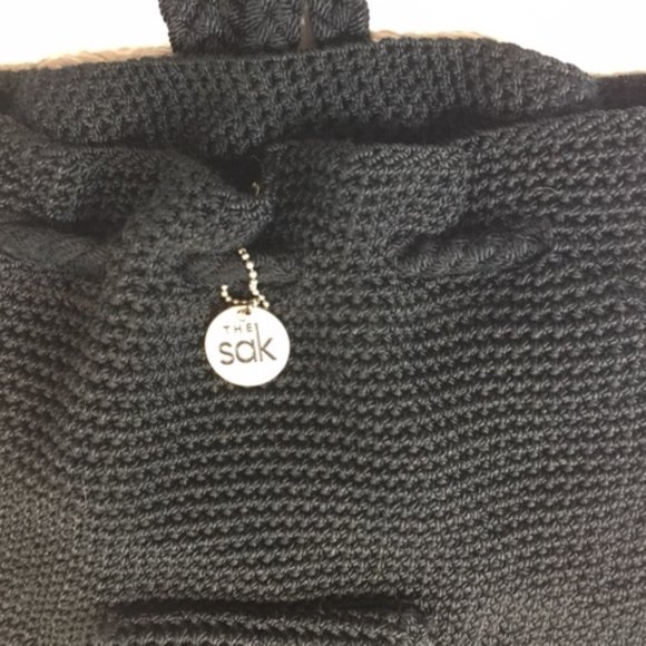 The Sak Dylan Backpack in Crochet, Roomy Bag with Dual Straps, Black Vtg main image 12